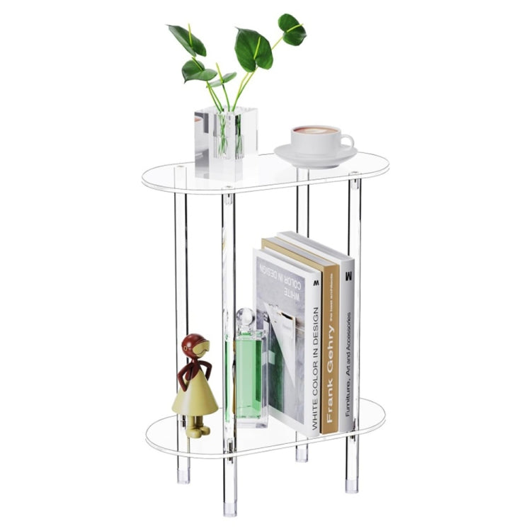 Acrylic Oval Double Layer Table Bedside Storage Rack, YX118