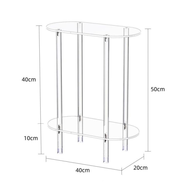 Acrylic Oval Double Layer Table Bedside Storage Rack, YX118