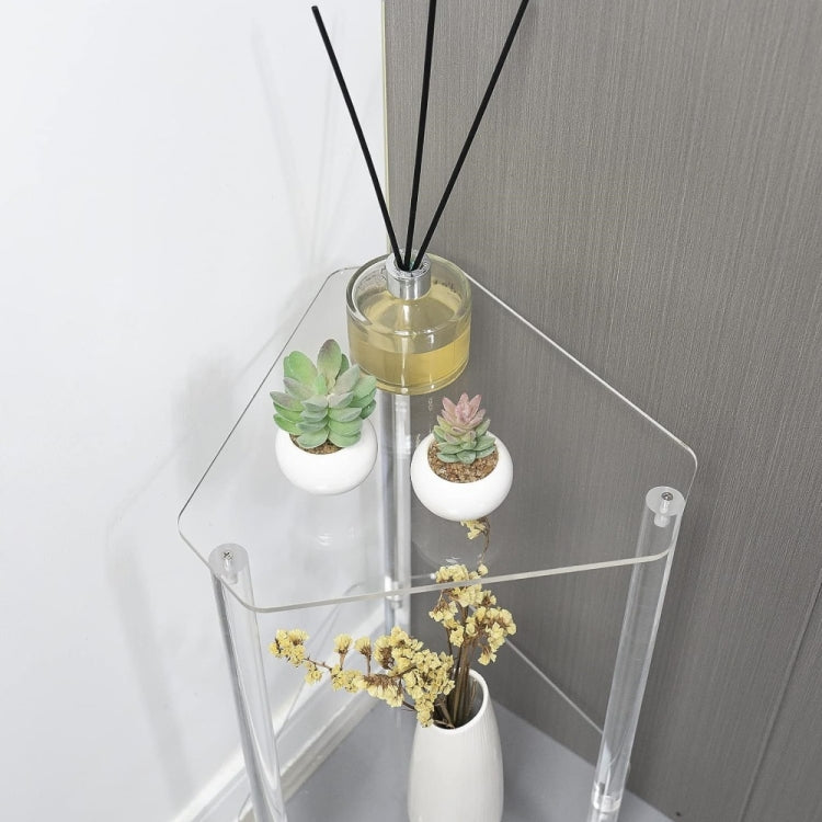 Acrylic Polygon Dual Layer Table Bedside Storage Rack, YX122