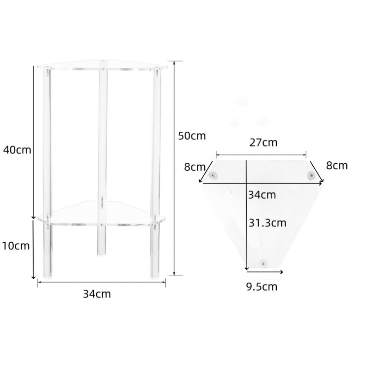 Acrylic Polygon Dual Layer Table Bedside Storage Rack, YX122