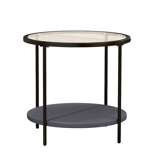 Coffee Table Share with Pets Multi-function Tempered Glass Round Shape Tabletop Tea Table, Size: 21.6x21.6x20.2 inch, 21.6x21.6x20.2 inch