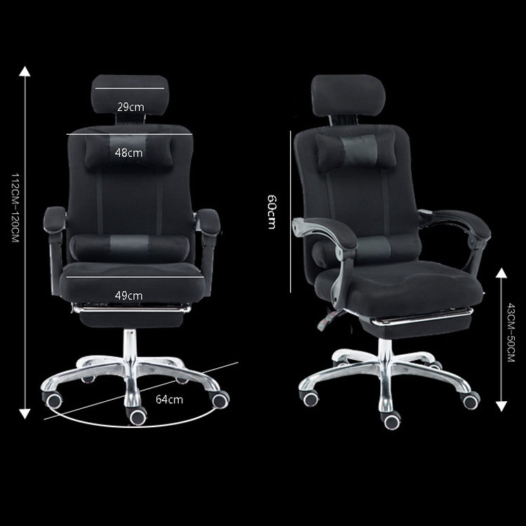 RC-10-1 Computer Chair Office Chair Home Esports Net Cloth Lifted Rotated Footrest Reclining Chair with Aluminum Alloy Feet, With Aluminum Alloy Feet/Footrest