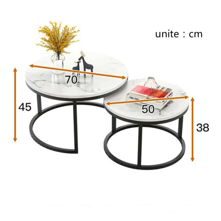 Two-in-one Coffee Table Wrought Iron Table Simple Modern Combination Small Round Table, White Texture + Black Texture, White + Black, White Marble, White Combination, Black Texture +White Texture, Black  +White, Black Marble, Black Combination