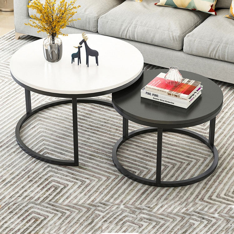 Two-in-one Coffee Table Wrought Iron Table Simple Modern Combination Small Round Table, White Texture + Black Texture, White + Black, White Marble, White Combination, Black Texture +White Texture, Black  +White, Black Marble, Black Combination