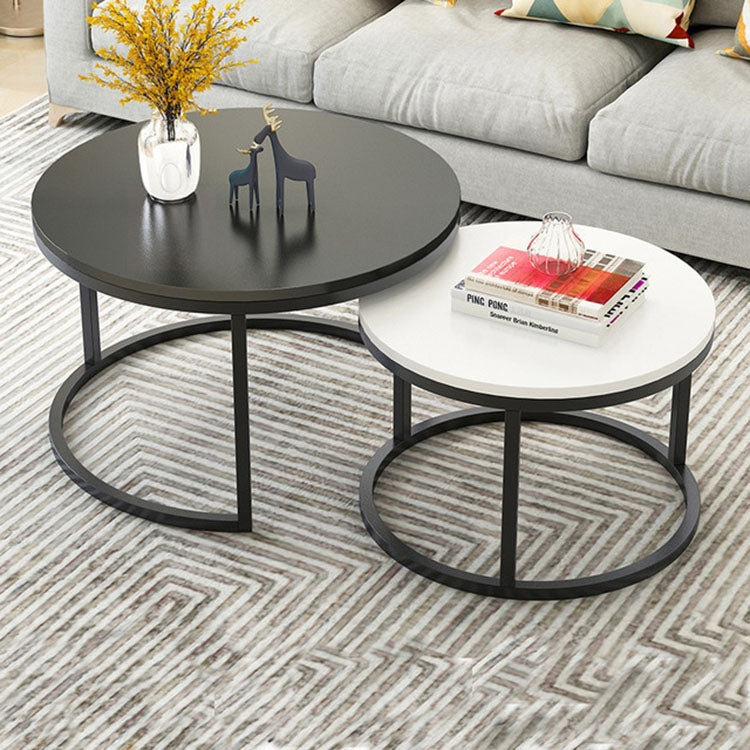 Two-in-one Coffee Table Wrought Iron Table Simple Modern Combination Small Round Table, White Texture + Black Texture, White + Black, White Marble, White Combination, Black Texture +White Texture, Black  +White, Black Marble, Black Combination