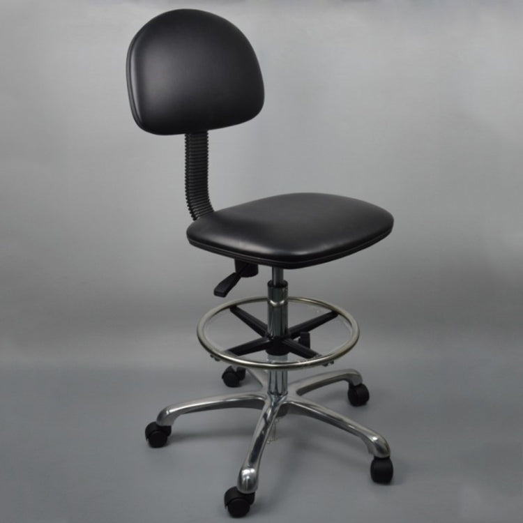 Anti-static Chair Liftable Adjustable Stool PU Leather Backrest Chair With Footrest,Spec:, Fixed Foot Cup 600-800mm, Mobile Wheel 620-820mm