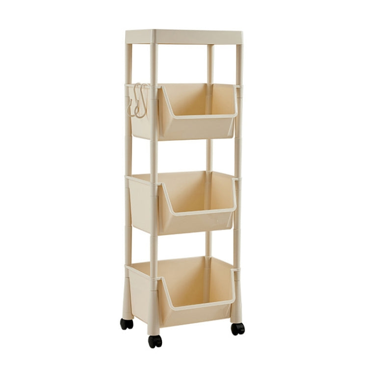 Household Movable Floor-Standing Trolley Bookcase Multifunctional Kitchen Bedroom Shelf With Wheels, 2 Layer With Lid, 2 Layer Without Lid, 3 Layer With Lid, 3 Layer Without Lid, 4 Layer With Lid, 4 Layer Without Lid