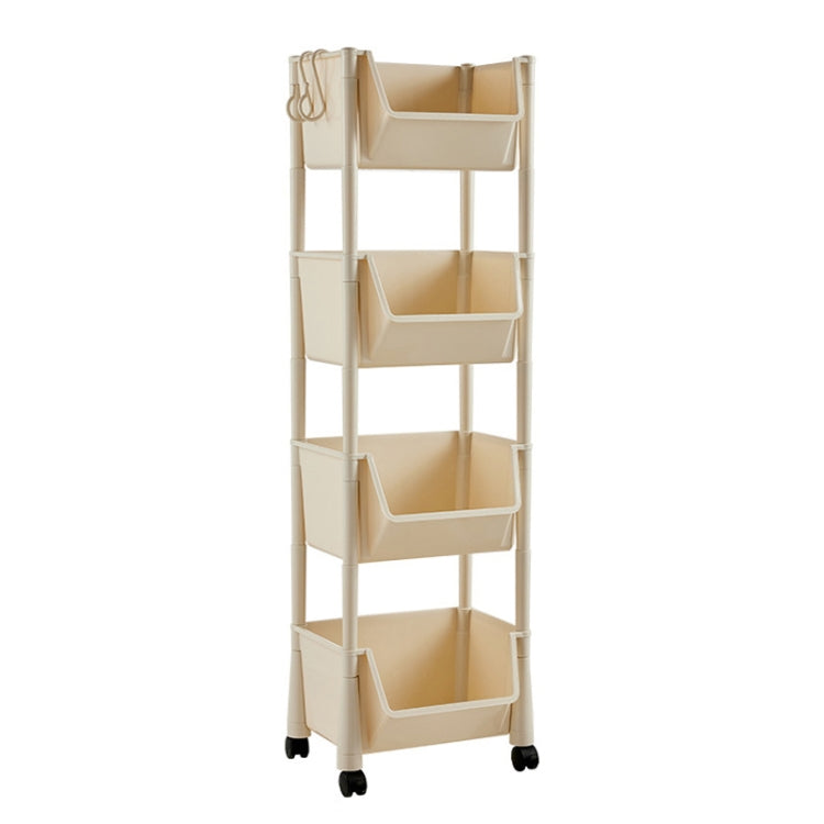 Household Movable Floor-Standing Trolley Bookcase Multifunctional Kitchen Bedroom Shelf With Wheels, 2 Layer With Lid, 2 Layer Without Lid, 3 Layer With Lid, 3 Layer Without Lid, 4 Layer With Lid, 4 Layer Without Lid