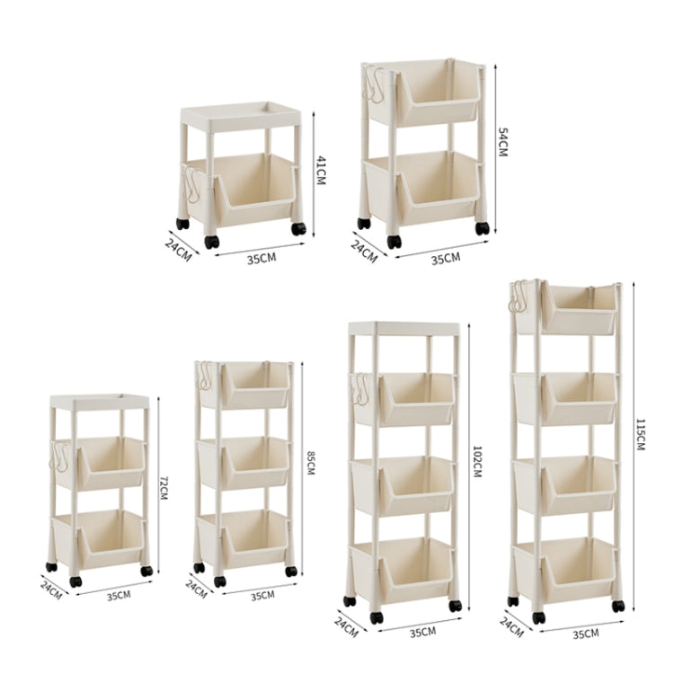 Household Movable Floor-Standing Trolley Bookcase Multifunctional Kitchen Bedroom Shelf With Wheels, 2 Layer With Lid, 2 Layer Without Lid, 3 Layer With Lid, 3 Layer Without Lid, 4 Layer With Lid, 4 Layer Without Lid