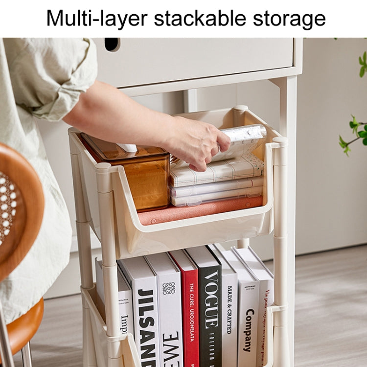 Household Movable Floor-Standing Trolley Bookcase Multifunctional Kitchen Bedroom Shelf With Wheels, 2 Layer With Lid, 2 Layer Without Lid, 3 Layer With Lid, 3 Layer Without Lid, 4 Layer With Lid, 4 Layer Without Lid