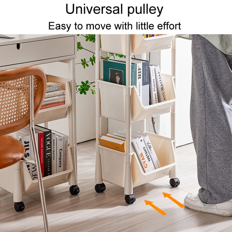 Household Movable Floor-Standing Trolley Bookcase Multifunctional Kitchen Bedroom Shelf With Wheels, 2 Layer With Lid, 2 Layer Without Lid, 3 Layer With Lid, 3 Layer Without Lid, 4 Layer With Lid, 4 Layer Without Lid